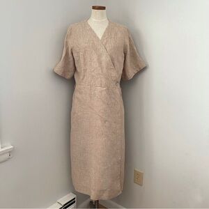 Everlane The Wrap Linen midi dress 100% Linen size XL